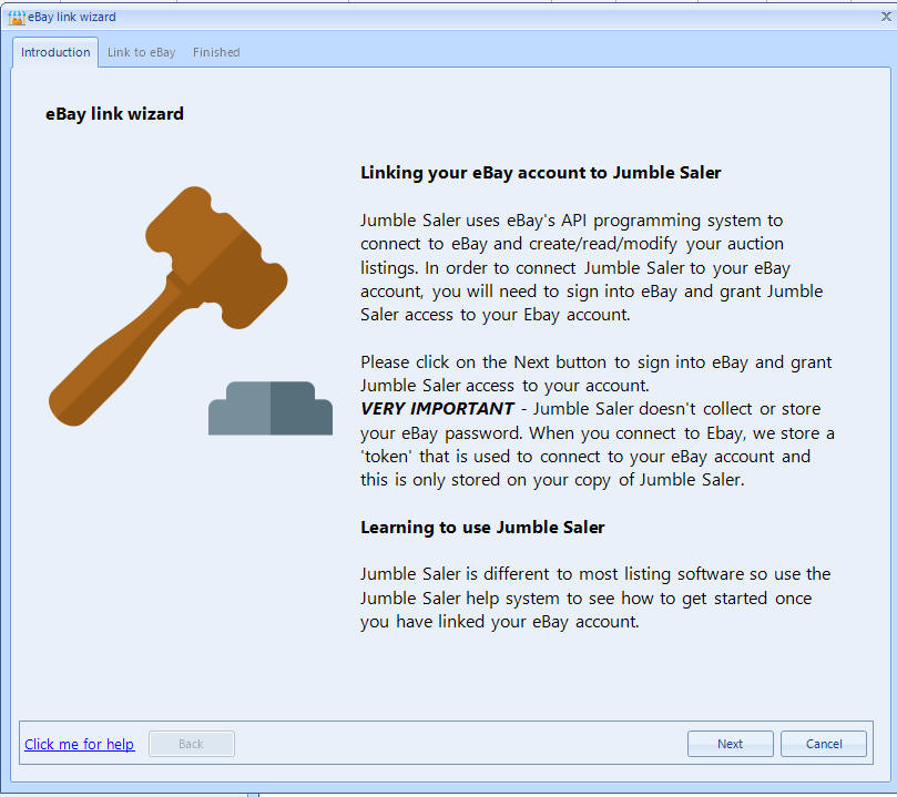 eBay link wizard