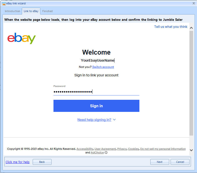 eBay Link Wizard step 3